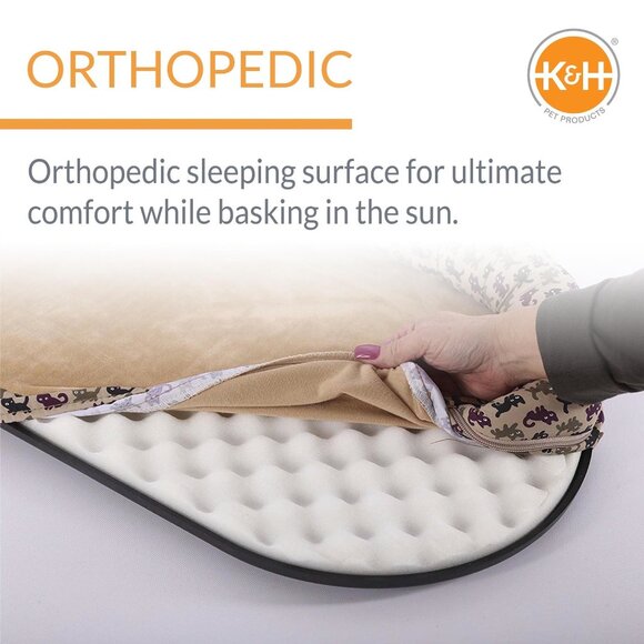 K&H Pet Products Kitty Sill Deluxe With Bolster 24" X 14" Orthopedic Cat Window - Picture 4 of 5